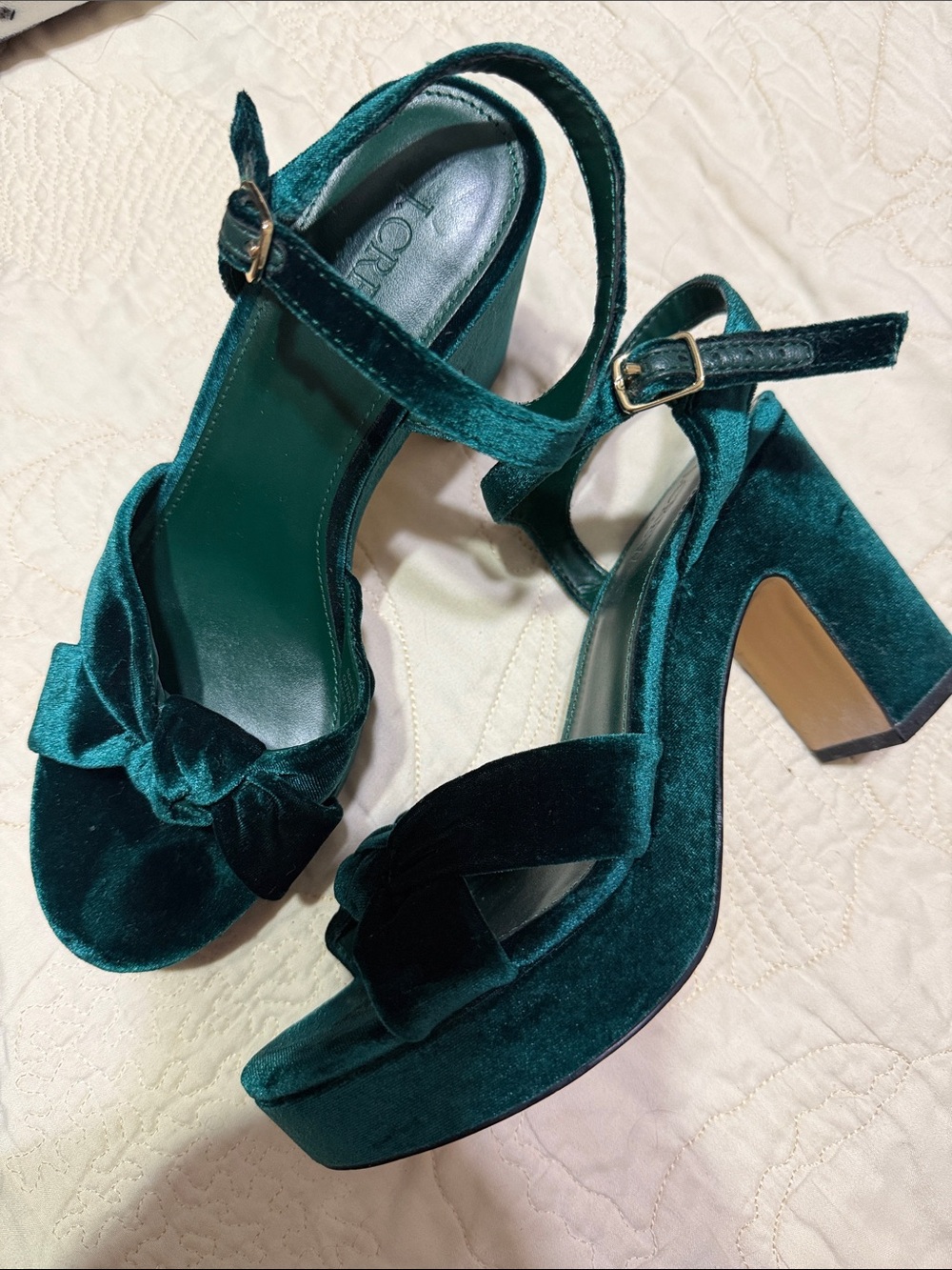 J crew platform velvet heels